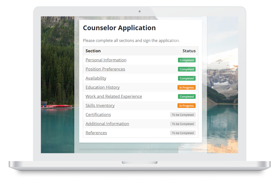 Laptop showing counsellor application